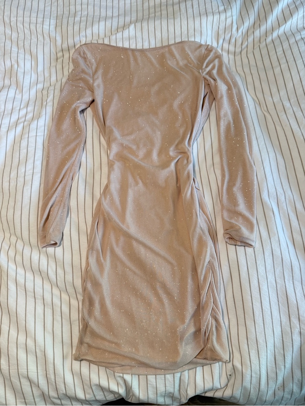 Meshki Blush Sparkle Long Sleeve Bodycon Dress